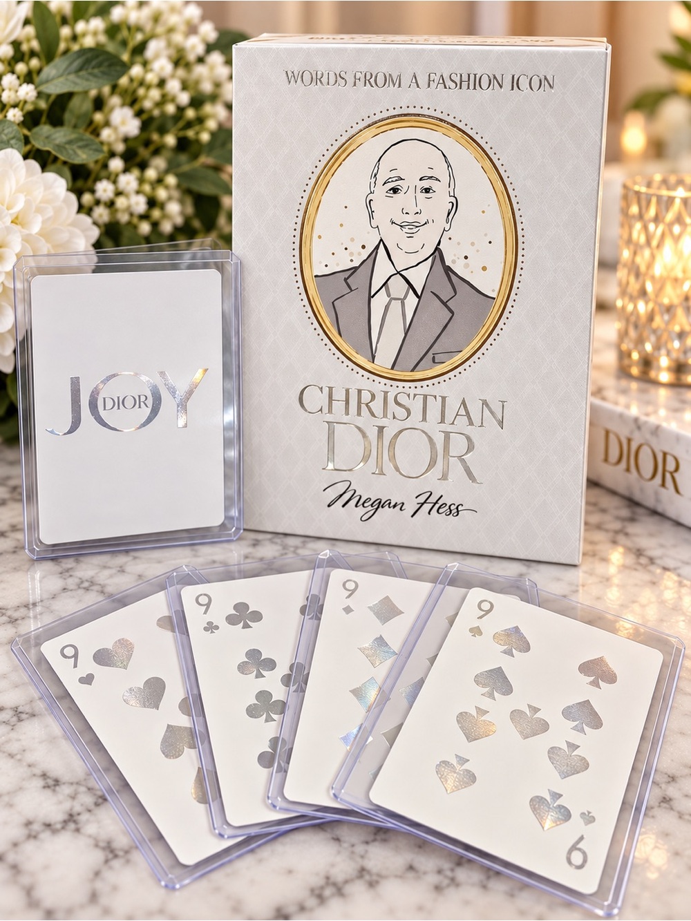 Christian Dior Book with 4x ❤️♠️♦️♣️ of 9s Dior Joy cards